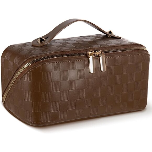 Handbags - Women Brown Cosmetic Bags Travel Essentials Waterproof Portable Pouch Makeup Bag